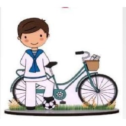 NIÑO COMUNION MADERA BICI 15 CM 1 UD REF 202201